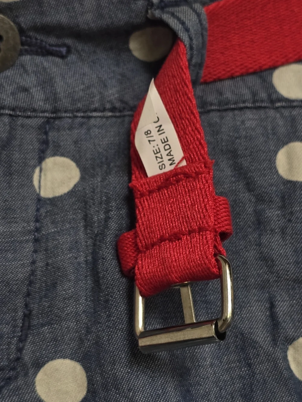 U.S. Polo Assn Polka Dot Chambray Shorts Red Belt Size 7 / 8